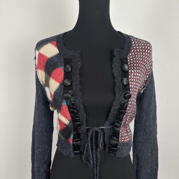 D.E.P.T. Cardigan Women Large (Fits like A Small) Wool Blend Open Front Sweater - Picture 3 of 16